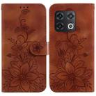 For OnePlus 10 Pro 5G Lily Embossed Leather Phone Case(Brown) - 1