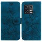 For OnePlus 10 Pro 5G Lily Embossed Leather Phone Case(Dark Blue) - 1