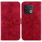 For OnePlus 10 Pro 5G Lily Embossed Leather Phone Case(Red) - 1