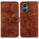 For OnePlus Nord N20 5G Lily Embossed Leather Phone Case(Brown) - 1