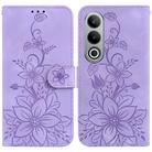 For OnePlus Nord CE4 5G Lily Embossed Leather Phone Case(Purple) - 1