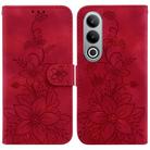 For OnePlus Nord CE4 5G Lily Embossed Leather Phone Case(Red) - 1