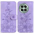 For OnePlus Ace 3 Pro Lily Embossed Leather Phone Case(Purple) - 1