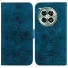 For OnePlus Ace 3 Pro Lily Embossed Leather Phone Case(Dark Blue) - 1