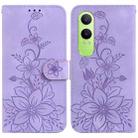 For OnePlus Nord CE4 Lite Lily Embossed Leather Phone Case(Purple) - 1