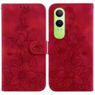 For OnePlus Nord CE4 Lite Lily Embossed Leather Phone Case(Red) - 1