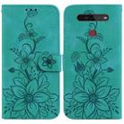 For LG K41S / K51S Lily Embossed Leather Phone Case(Green) - 1