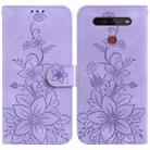 For LG K41S / K51S Lily Embossed Leather Phone Case(Purple) - 1