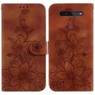 For LG K41S / K51S Lily Embossed Leather Phone Case(Brown) - 1