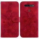 For LG K41S / K51S Lily Embossed Leather Phone Case(Red) - 1