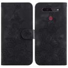 For LG K41S / K51S Lily Embossed Leather Phone Case(Black) - 1