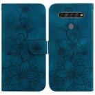 For LG K61 Lily Embossed Leather Phone Case(Dark Blue) - 1