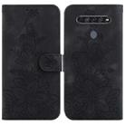 For LG K61 Lily Embossed Leather Phone Case(Black) - 1