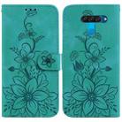 For LG K50 / Q60 Lily Embossed Leather Phone Case(Green) - 1