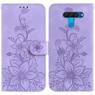 For LG K50 / Q60 Lily Embossed Leather Phone Case(Purple) - 1