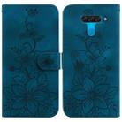 For LG K50 / Q60 Lily Embossed Leather Phone Case(Dark Blue) - 1