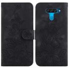 For LG K50 / Q60 Lily Embossed Leather Phone Case(Black) - 1