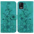 For LG K52 / K62 / Q52 Lily Embossed Leather Phone Case(Green) - 1