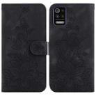 For LG K52 / K62 / Q52 Lily Embossed Leather Phone Case(Black) - 1