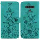 For LG Stylo 6 / K71 Lily Embossed Leather Phone Case(Green) - 1