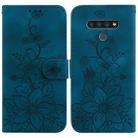 For LG Stylo 6 / K71 Lily Embossed Leather Phone Case(Dark Blue) - 1