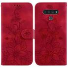 For LG Stylo 6 / K71 Lily Embossed Leather Phone Case(Red) - 1
