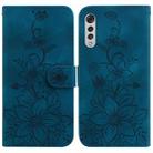 For LG Velvet 4G / 5G / G9 Lily Embossed Leather Phone Case(Dark Blue) - 1