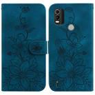 For Nokia C21 Plus Lily Embossed Leather Phone Case(Dark Blue) - 1