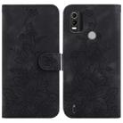 For Nokia C21 Plus Lily Embossed Leather Phone Case(Black) - 1