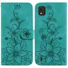 For Nokia C2 2nd Edition Lily Embossed Leather Phone Case(Green) - 1