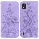 For Nokia C2 2nd Edition Lily Embossed Leather Phone Case(Purple) - 1