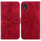 For Nokia C2 2nd Edition Lily Embossed Leather Phone Case(Red) - 1