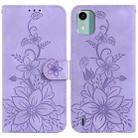 For Nokia C12 Lily Embossed Leather Phone Case(Purple) - 1