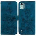 For Nokia C12 Lily Embossed Leather Phone Case(Dark Blue) - 1