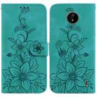 For Nokia C20 / C10 Lily Embossed Leather Phone Case(Green) - 1