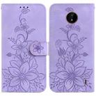 For Nokia C20 / C10 Lily Embossed Leather Phone Case(Purple) - 1