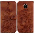For Nokia C20 / C10 Lily Embossed Leather Phone Case(Brown) - 1