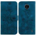 For Nokia C20 / C10 Lily Embossed Leather Phone Case(Dark Blue) - 1