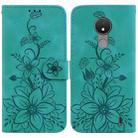 For Nokia C21 Lily Embossed Leather Phone Case(Green) - 1