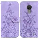 For Nokia C21 Lily Embossed Leather Phone Case(Purple) - 1