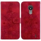 For Nokia C21 Lily Embossed Leather Phone Case(Red) - 1