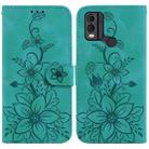 For Nokia C22 Lily Embossed Leather Phone Case(Green) - 1