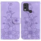 For Nokia C22 Lily Embossed Leather Phone Case(Purple) - 1