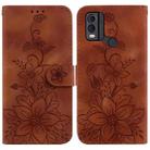 For Nokia C22 Lily Embossed Leather Phone Case(Brown) - 1