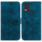 For Nokia C22 Lily Embossed Leather Phone Case(Dark Blue) - 1