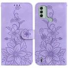 For Nokia C31 Lily Embossed Leather Phone Case(Purple) - 1