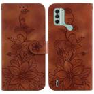 For Nokia C31 Lily Embossed Leather Phone Case(Brown) - 1