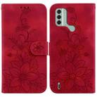 For Nokia C31 Lily Embossed Leather Phone Case(Red) - 1