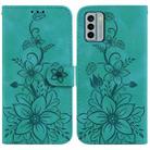 For Nokia G22 Lily Embossed Leather Phone Case(Green) - 1