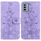 For Nokia G22 Lily Embossed Leather Phone Case(Purple) - 1